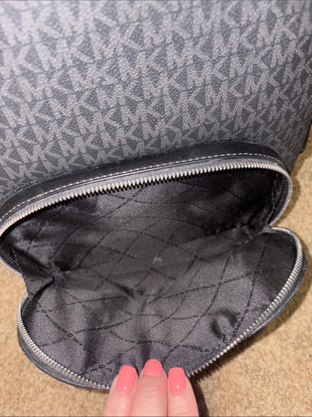 Michael Kors Black MK Signature Backpack with Front Zip Pocket - Picture 5 of 10